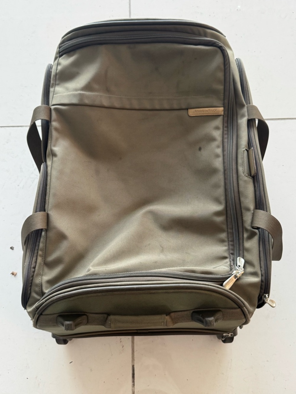 Briggs & Riley Olive Green Travel Check On Rolling Duffel Bag Suitcase
